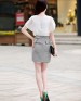 2014 women's stripe office dress ol hip sexy slim short-sleeve chiffon female cotton maxi work dress-White